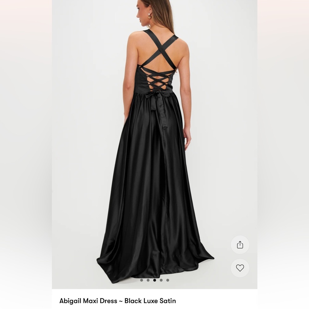 Show Me Your MuMu Abigail Black Satin Corset Maxi Dress with Side Slit - Picture 2 of 3